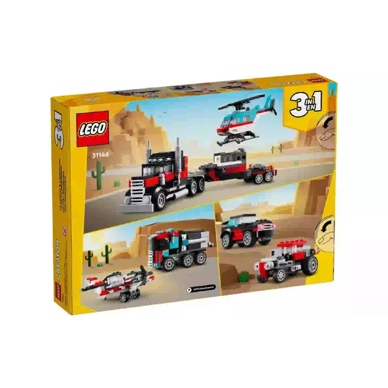 Konstruktőr LEGO Creator 3-in-1 Flatbed Truck with Helicopter (31146)