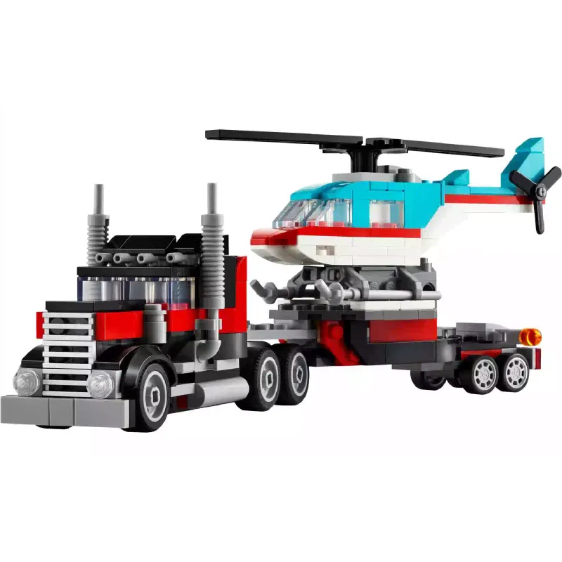 Konstruktőr LEGO Creator 3-in-1 Flatbed Truck with Helicopter (31146)