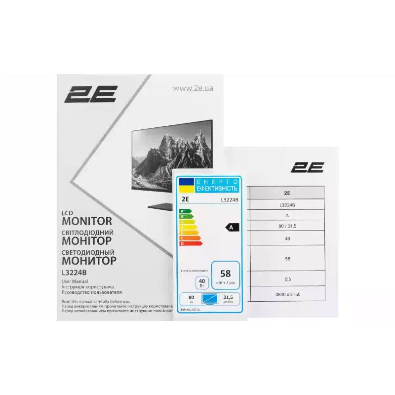 Monitor 2E 31.5" 4K UHD  L3224B (2E-L3224B-01.UA)