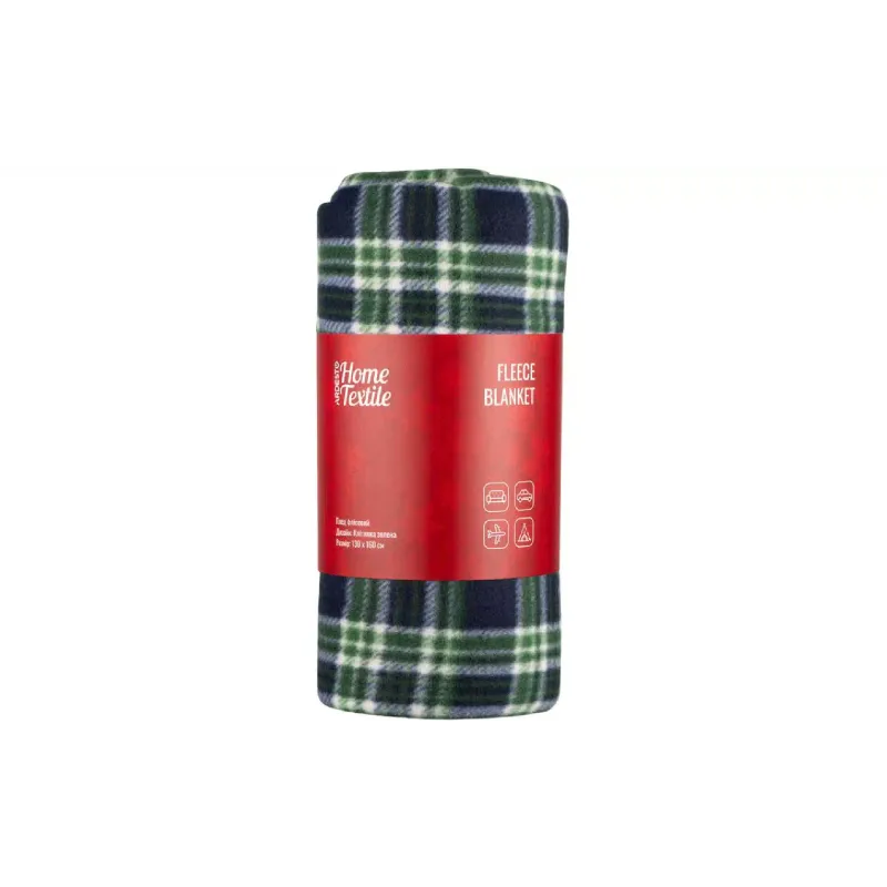 Плед Ardesto Christmas Fleece Клетка, Green (ART0718PB)