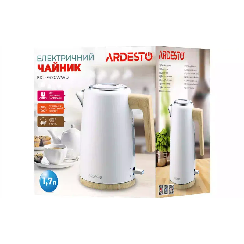Chaleira elétrica Ardesto, White (EKL-F420WWD)