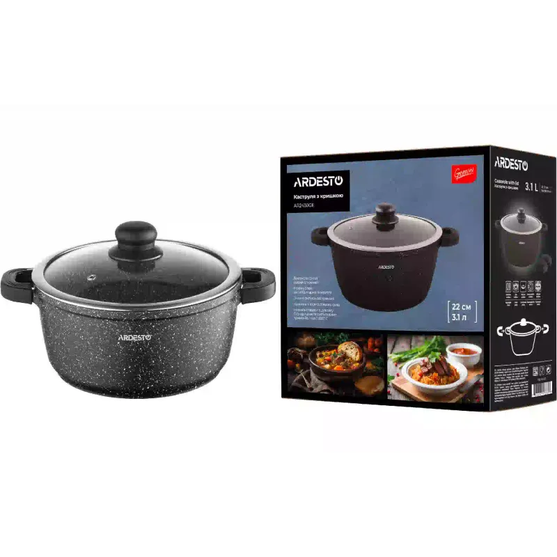 Cacerola con tapa Ardesto Gemini Anzio, Black (AR2430GE)