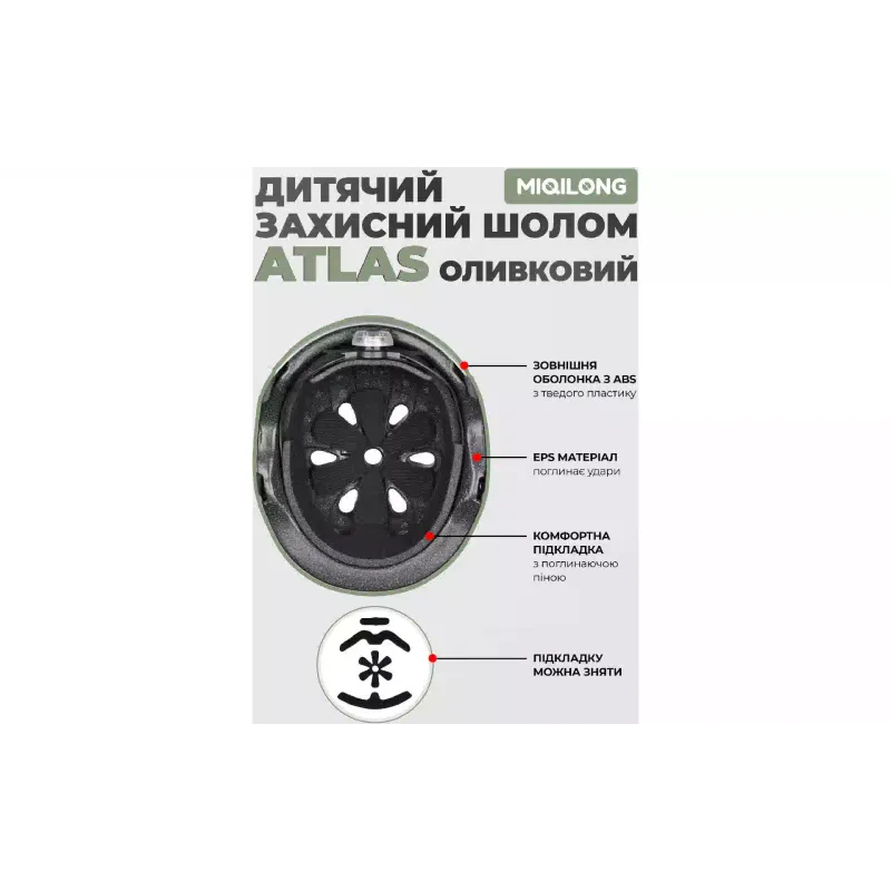 Otroška čelada Miqilong Atlas, Olive (ATLAS-M-OLIVE)