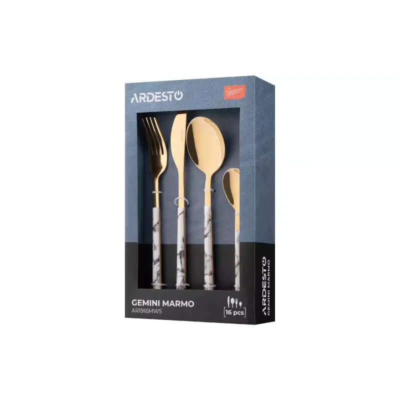 مجموعة أدوات المائدة Ardesto Gemini Marmo, Gold/White (AR1916MWS)