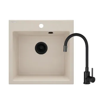 Küchenspüle + Mischbatterie Deante Evora, Beige (ZQJN5103)