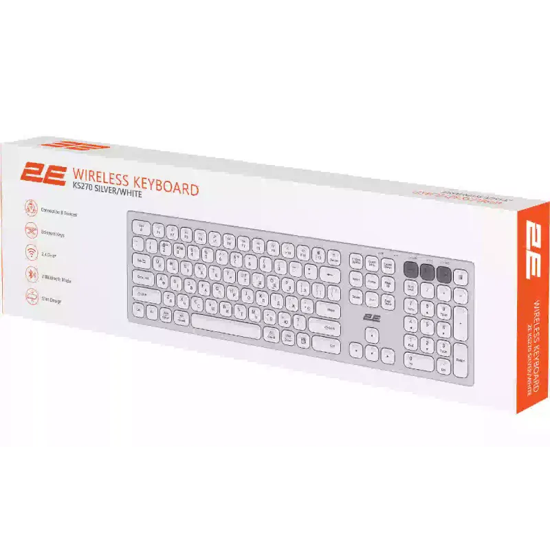 Scissor keyboard 2E  White (2E-KS270WBWH_UA)