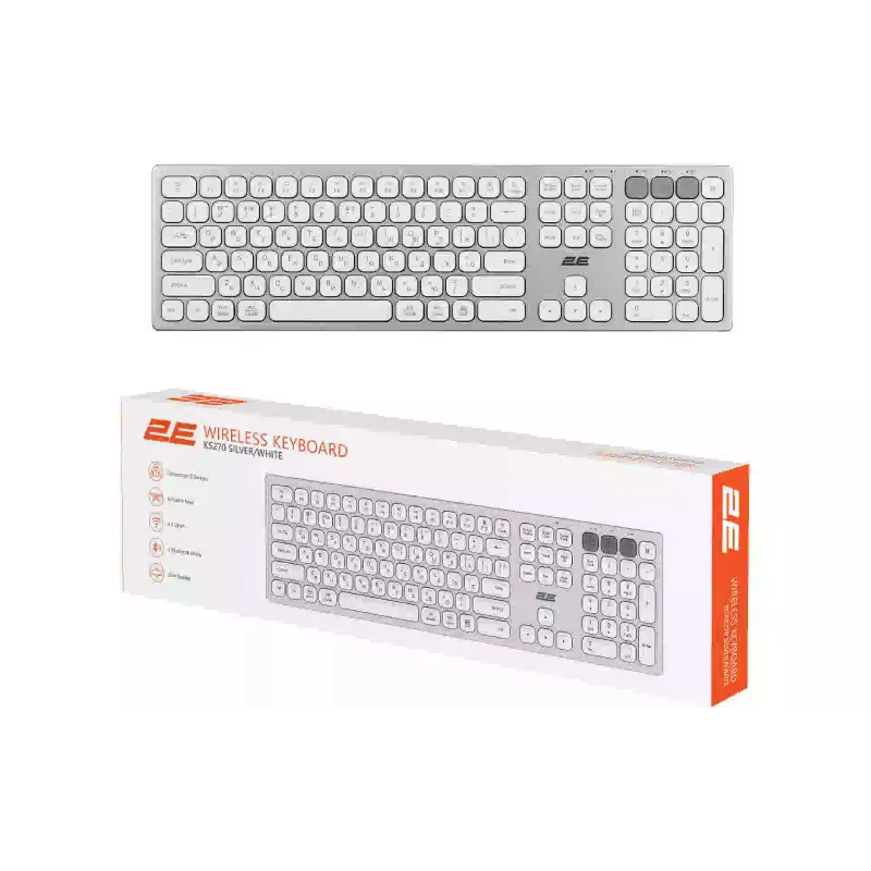 Scissor keyboard 2E  White (2E-KS270WBWH_UA)