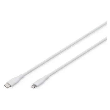 Töltő- és szinkronizáló kábel Digitus USB-C - Lightning, White (AK-600110-010-W)