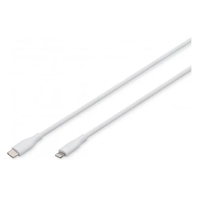 كابل الشحن والمزامنة Digitus USB-C - Lightning, White (AK-600110-010-W)