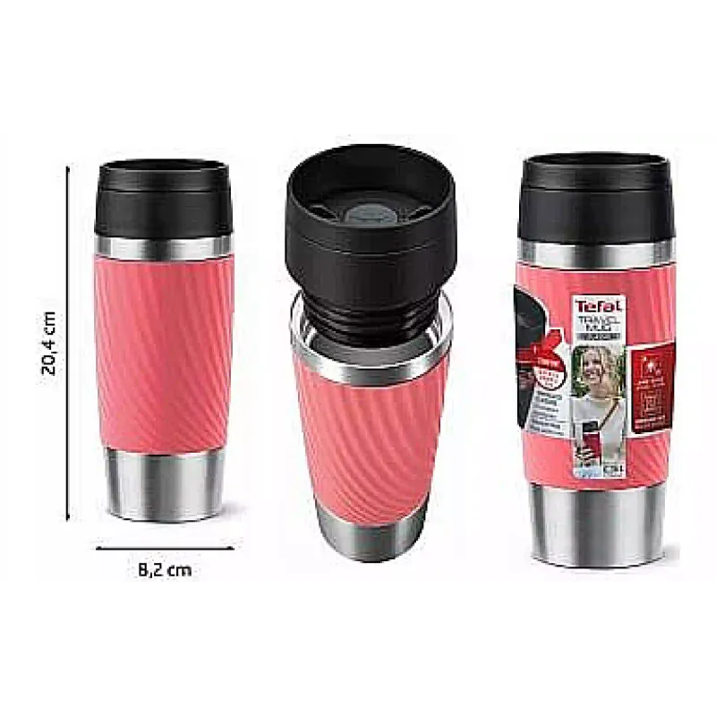 كوب حراري Tefal Travel Mug Classic Twist, Coral (N2024410)
