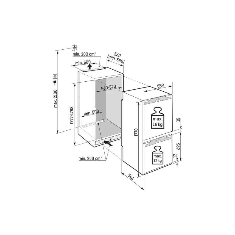 ثلاجة مدمجة Liebherr, White (ICNF5103)