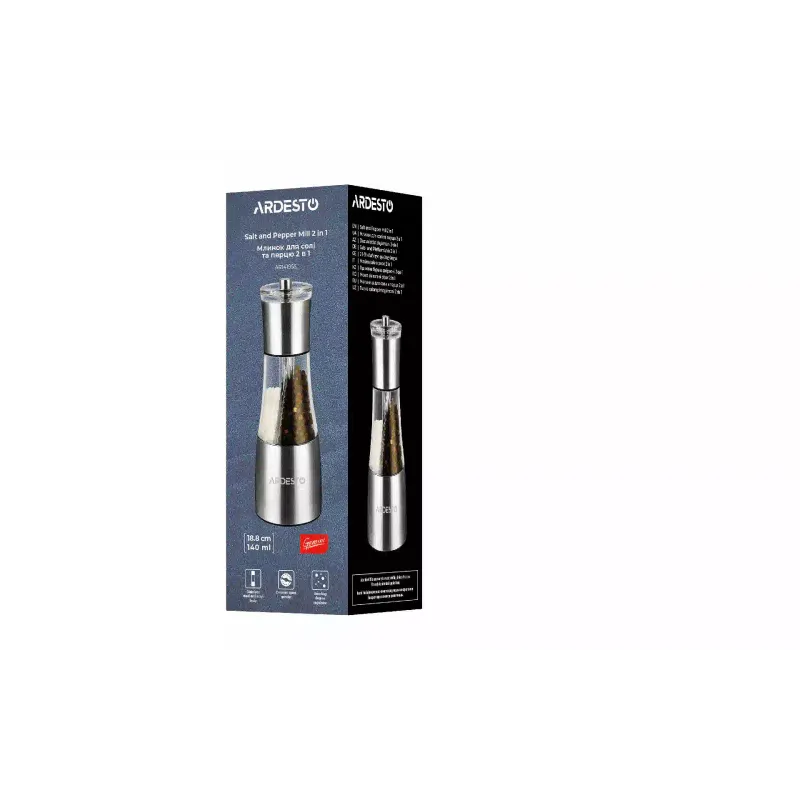 Salt and pepper mill Ardesto Gemini, Transparent (AR1419SS)