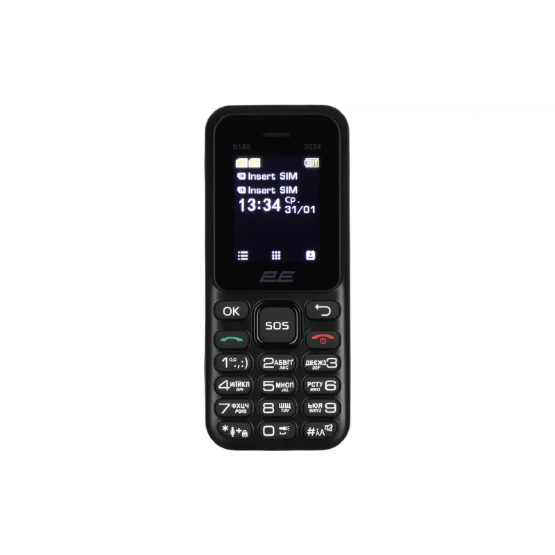 Mobiltelefon 2E S180, Black (694743653885)