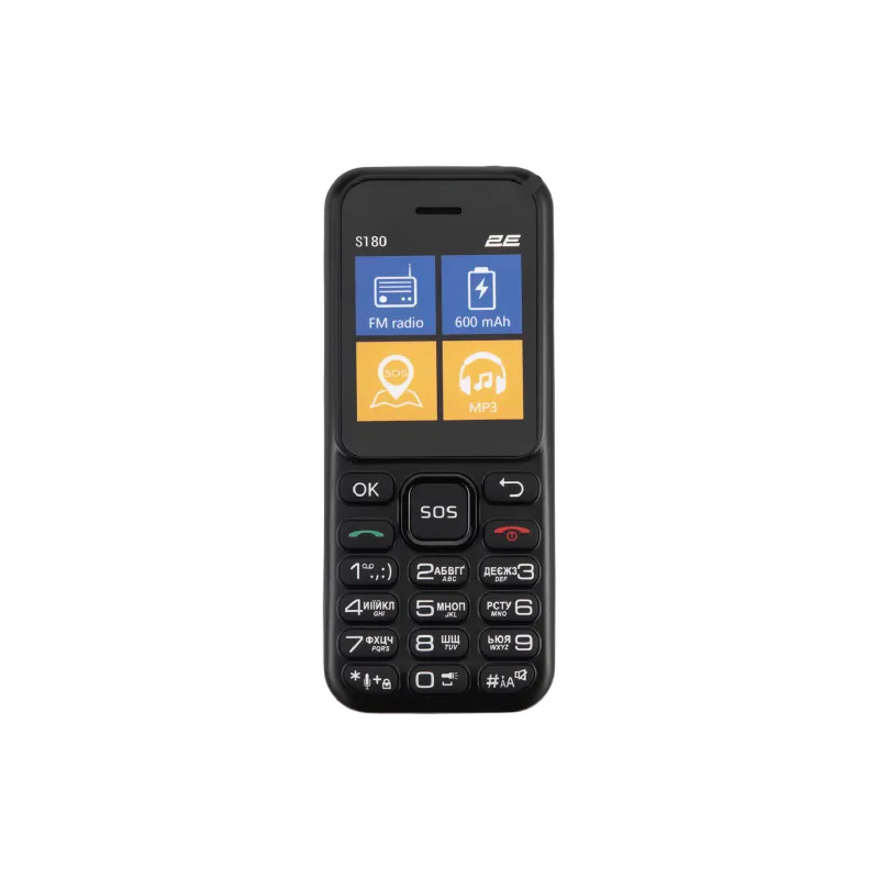 Mobiltelefon 2E S180, Black (694743653885)