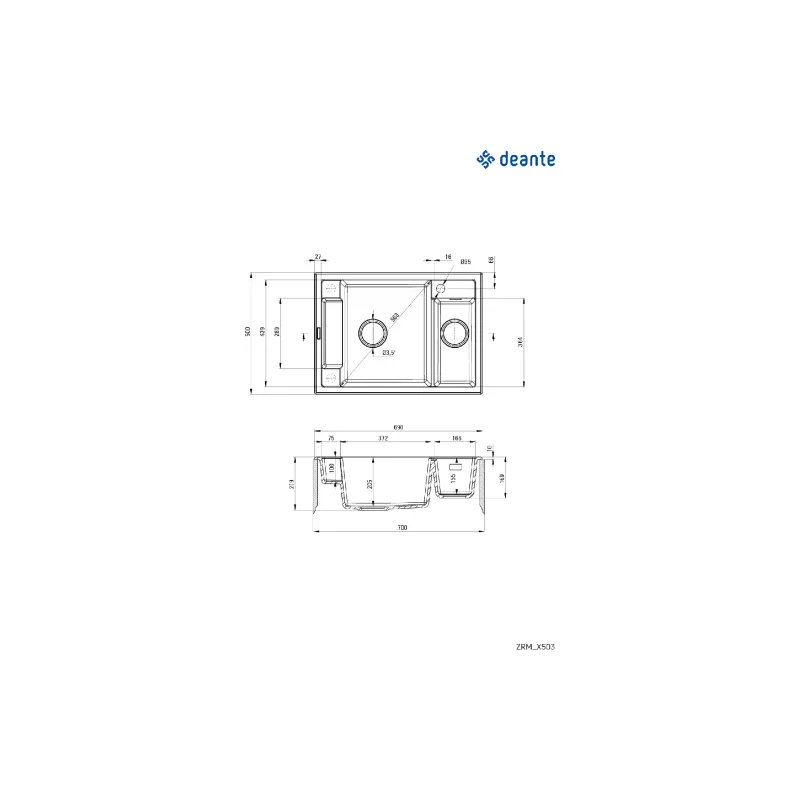 حوض المطبخ Deante, Black (ZRM_N503)