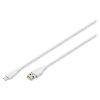 Töltő- és szinkronizáló kábel Digitus USB-A - Lightning, White (AK-600108-020-W)