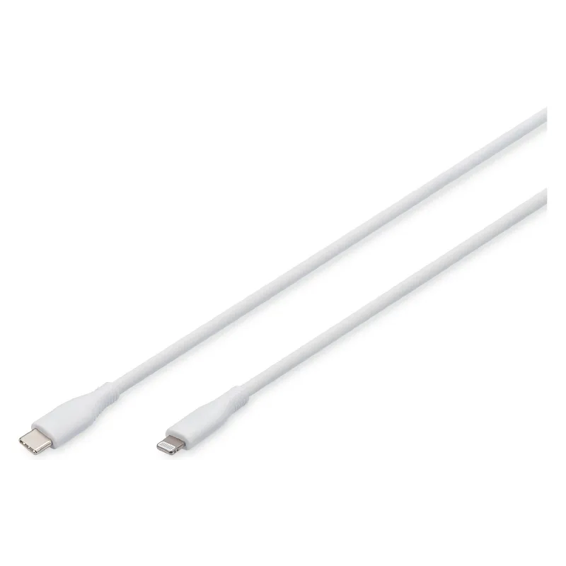 Καλώδιο φόρτισης και συγχρονισμού Digitus USB-C - Lightning, White (AK-600110-020-W)