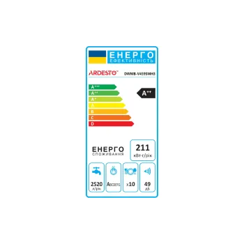 Vgradni pomivalni stroj Ardesto, White (DWMB-V459SMH3)