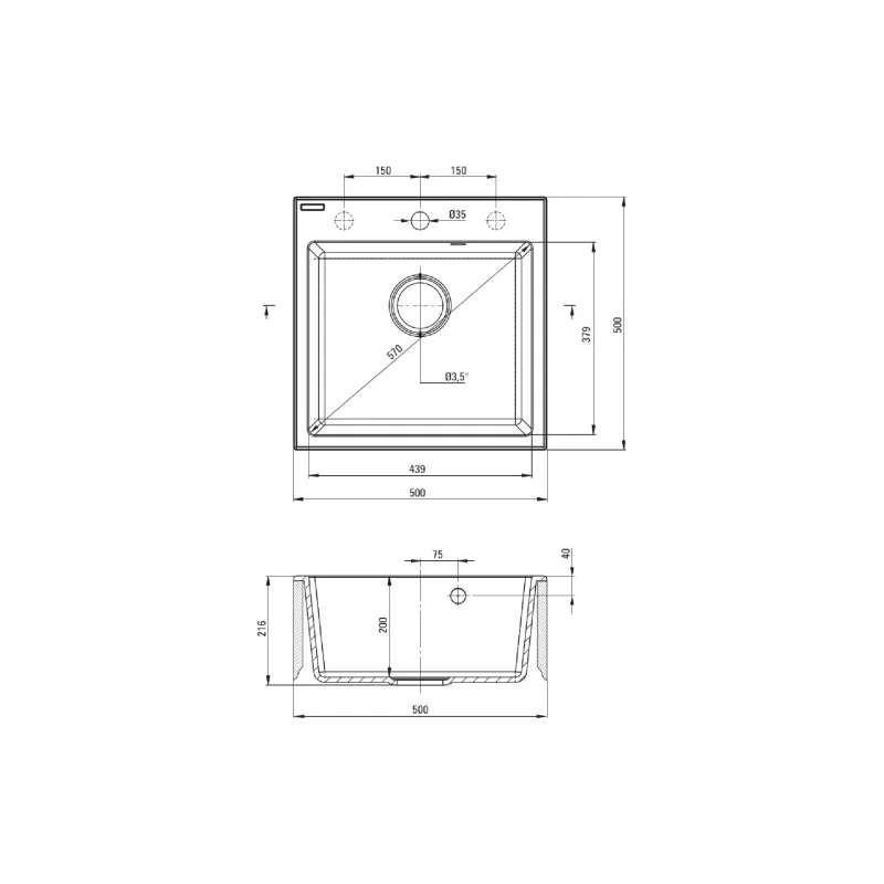 حوض المطبخ Deante, Black (ZQJNN103)
