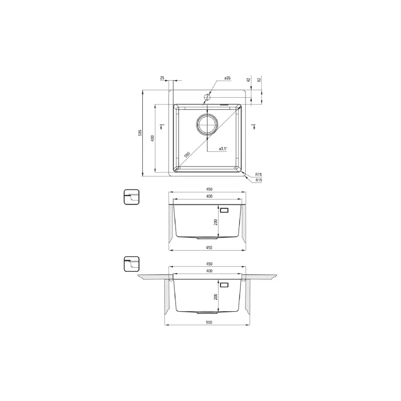 Kuhinjsko korito Deante, Titan (ZPOED10A)