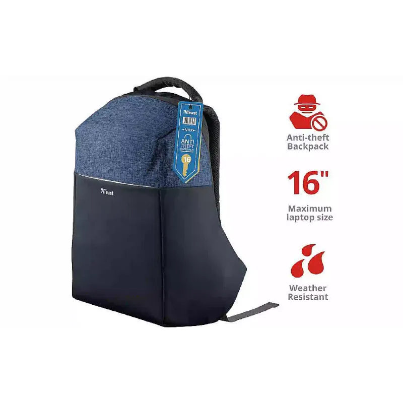 Mochila para laptop Trust Nox Anti-theft, Blue (23307_TRUST)