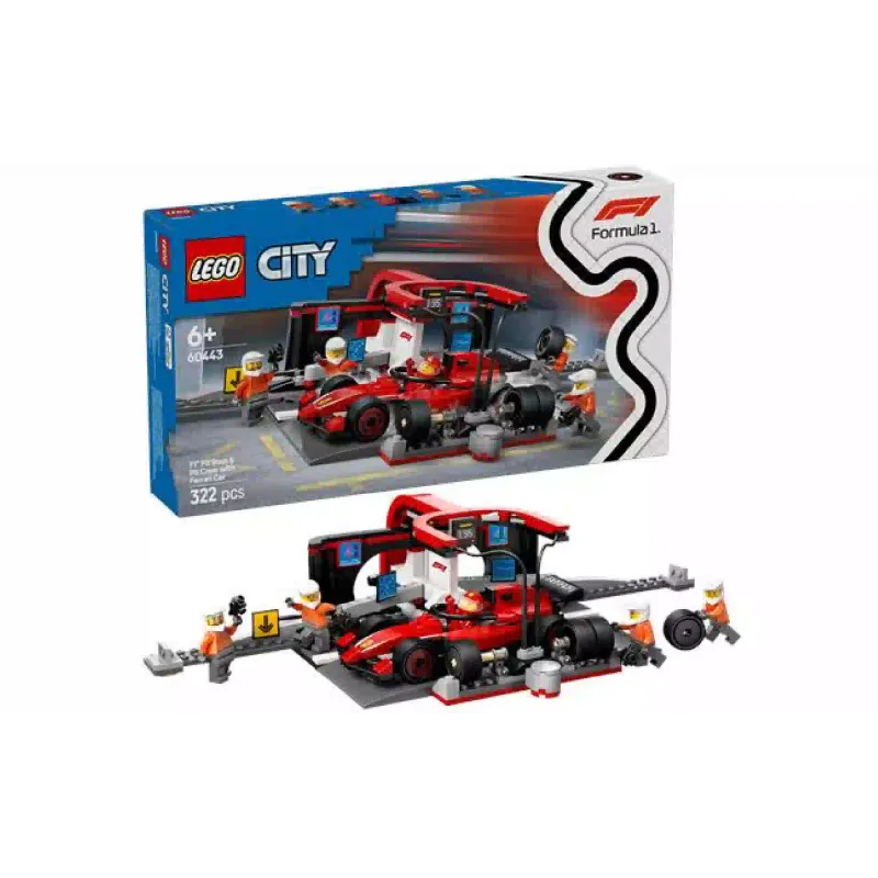 Constructor LEGO City F1 Pit Stop & Pit Crew with Ferrari Car (60443)