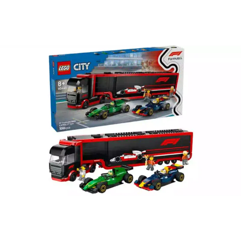 Konstruktor LEGO City F1 Truck with RB20 & AMR24 F1 Cars (60445)