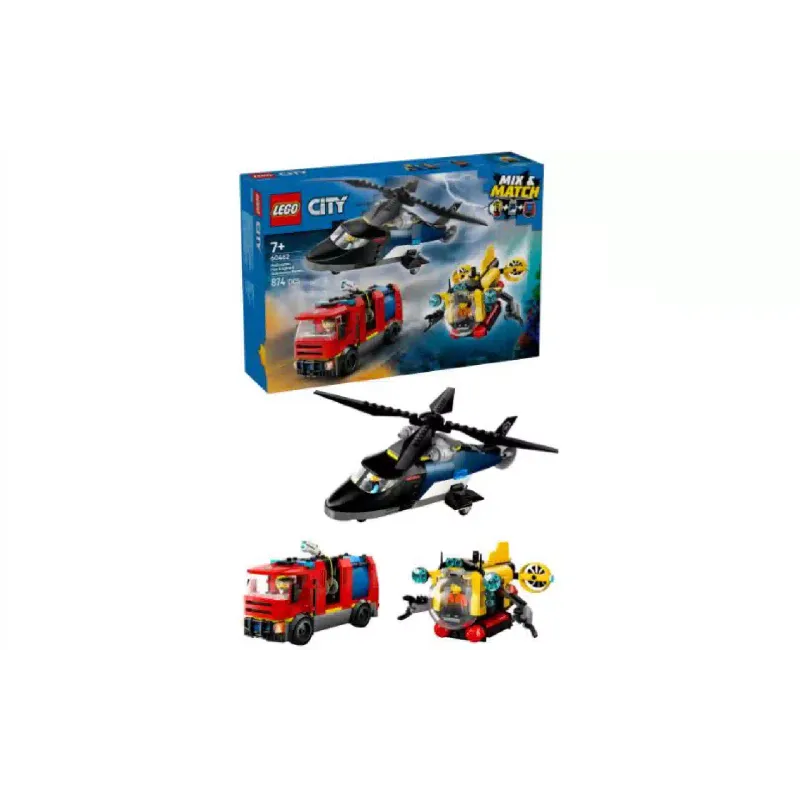 Konstruktőr LEGO City Helicopter, Fire Truck & Submarine Remix (60462)