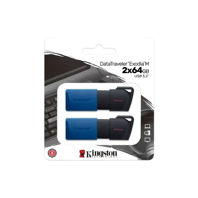 Μονάδα USB Kingston, Black/Blue (DTXM/64GB-2P)