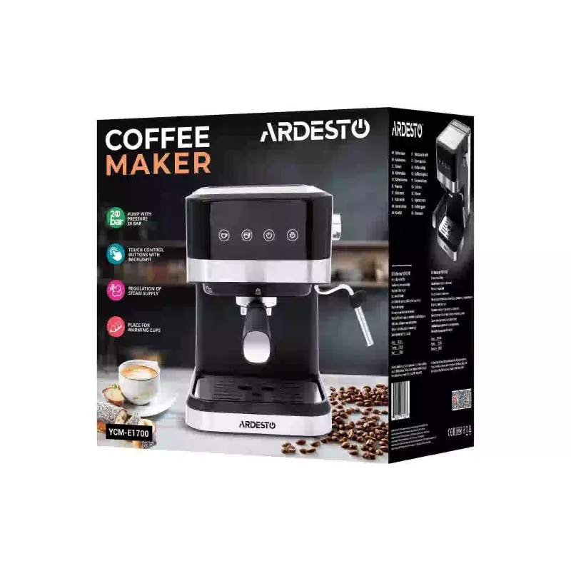Horn coffee maker Ardesto Steel Collection (YCM-E1700), 1500 ml, Black/Silver