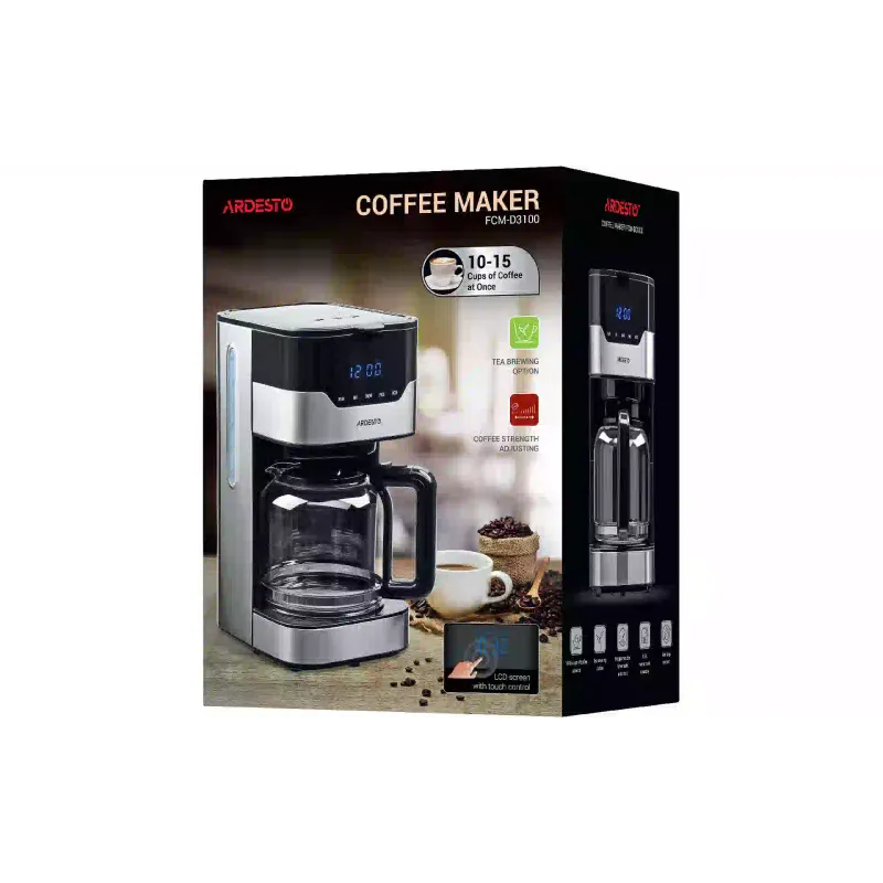 Кавоварка краплинна Ardesto (FCM-D3100), мелена кава, 1500 мл, Silver