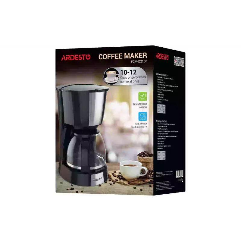Drip coffee maker Ardesto (FCM-D2100), 1200 ml, Silver