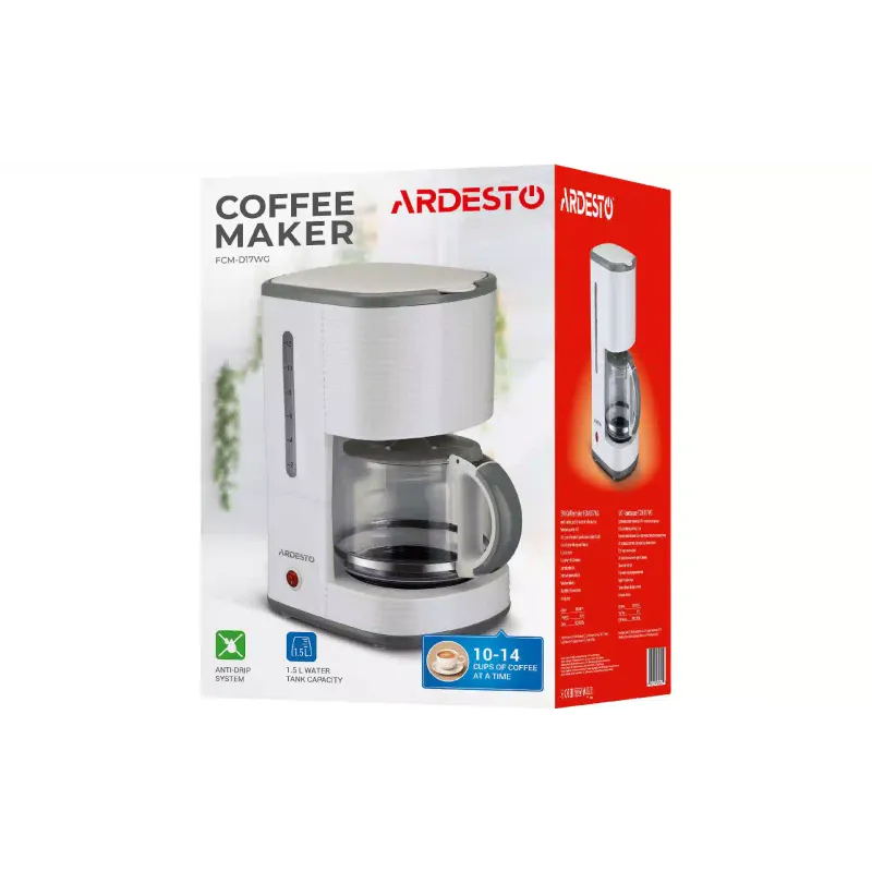 Csepegtető kávéfőző Ardesto White stripes, Gray (FCM-D17WG)