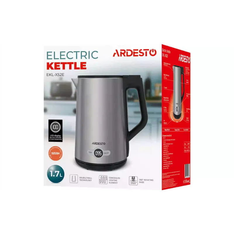 Ηλεκτρικός βραστήρας Ardesto, Silver (EKL-X52E)