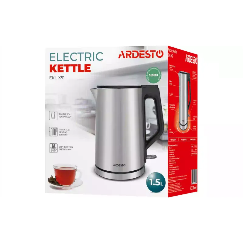 Hervidor eléctrico Ardesto, Silver (EKL-X51)