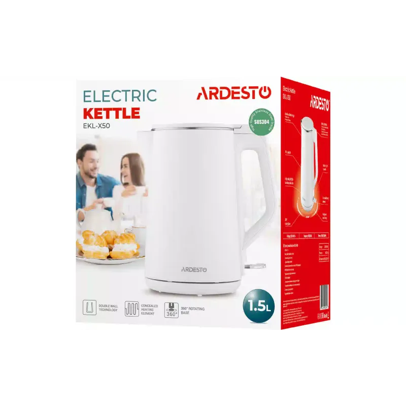 Ηλεκτρικός βραστήρας Ardesto, White (EKL-X50)