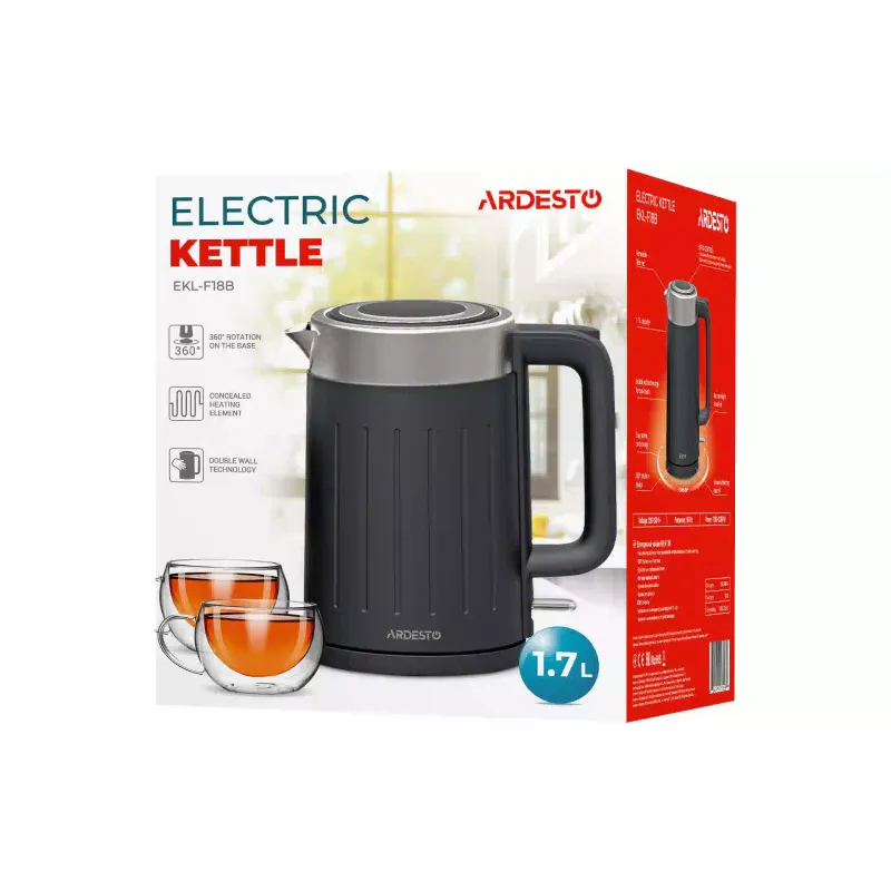 Електрочайник Ardesto (EKL-F18B), 1700 мл, Black