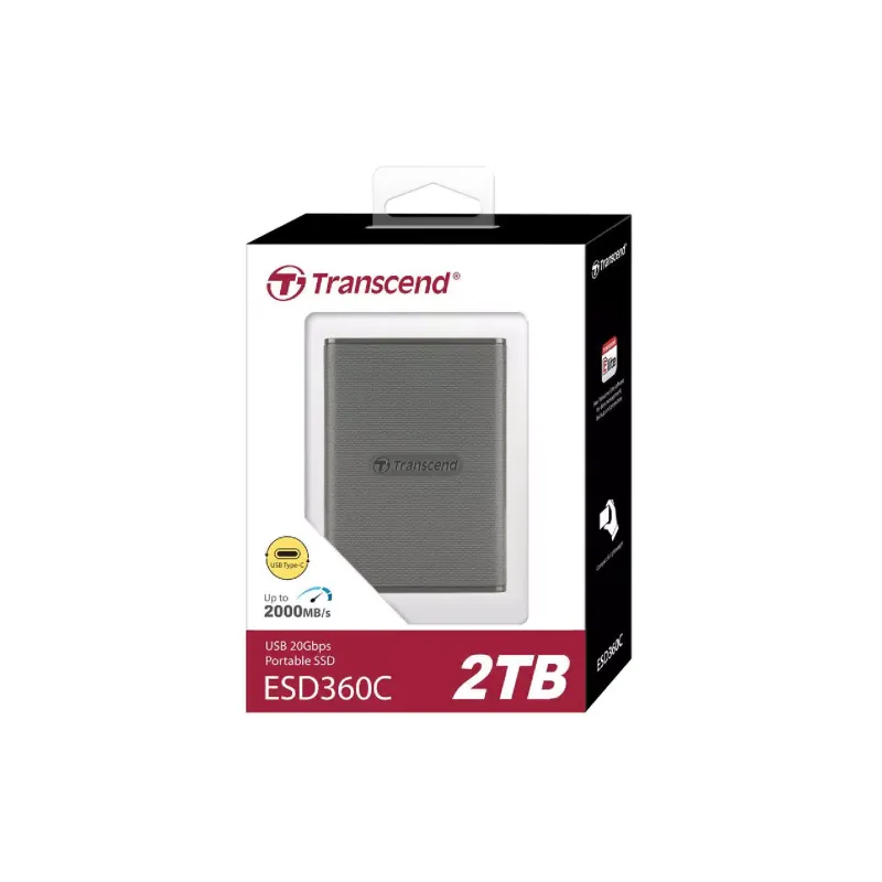 Накопичувач USB Transcend (TS2TESD360C), USB 3.2 G2, Gray