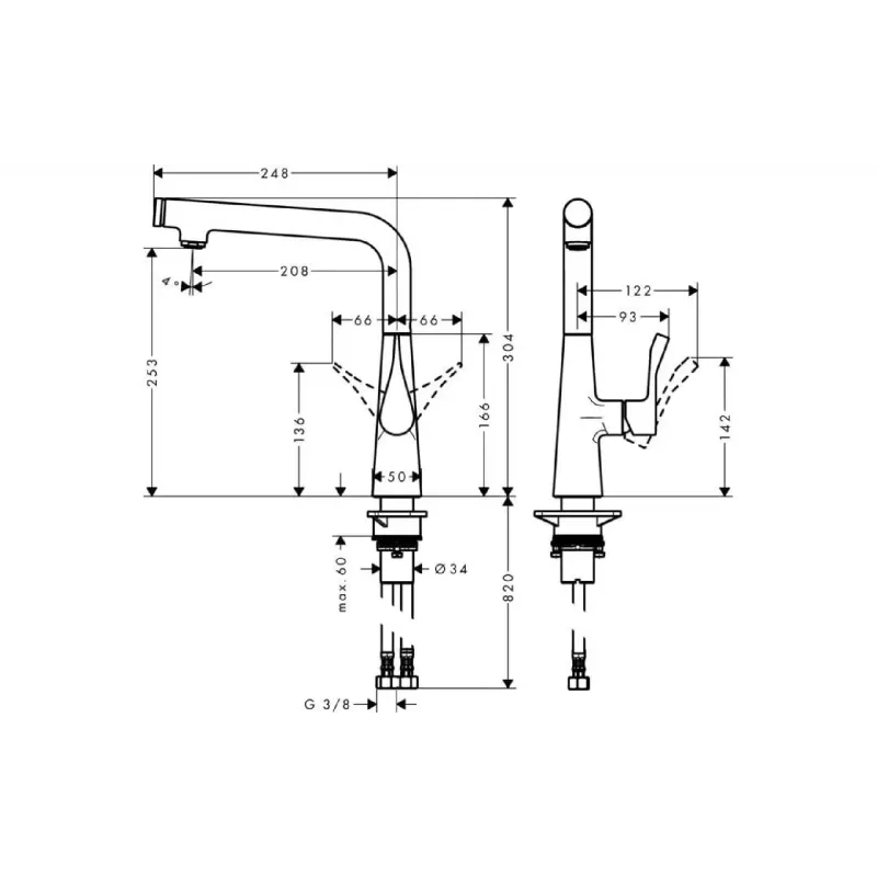 Βρύση κουζίνας Hansgrohe, Chrome (14847000)