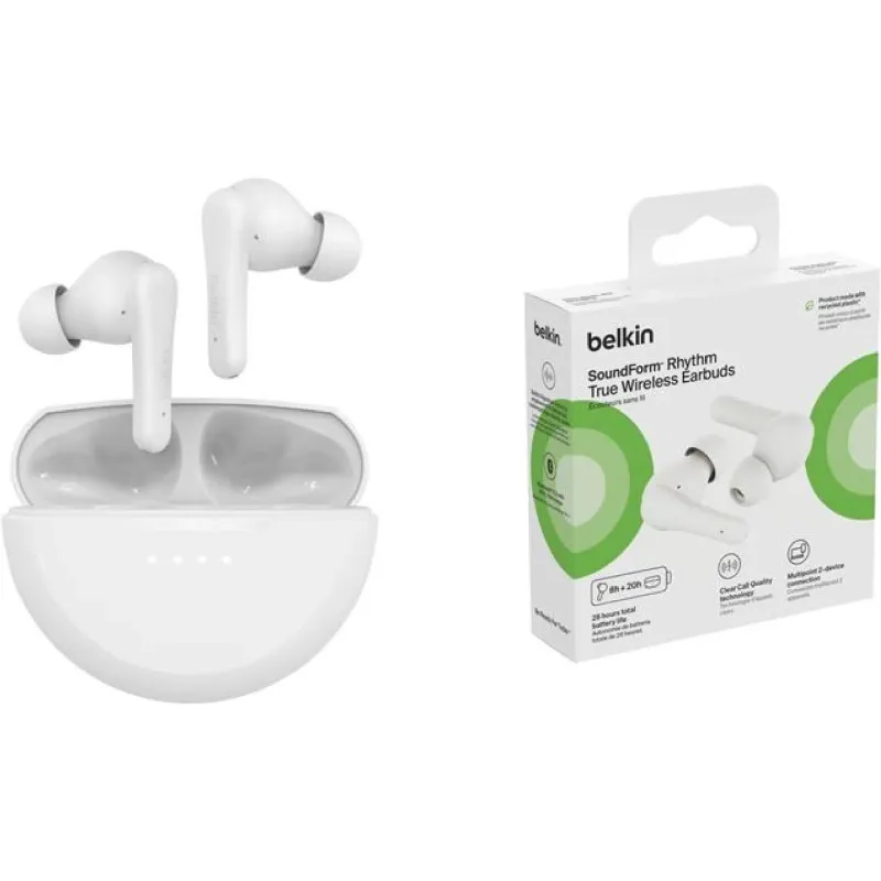 TWS слушалки Belkin Soundform Rhythm, White (AUC012BTWH)