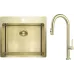 Küchenspüle + Mischbatterie Deante Olfato, Brushed Gold (ZPOER10B)