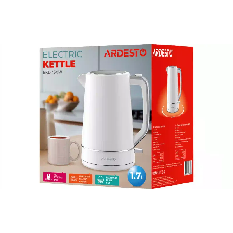 Ηλεκτρικός βραστήρας Ardesto, Matte White (EKL-450W)