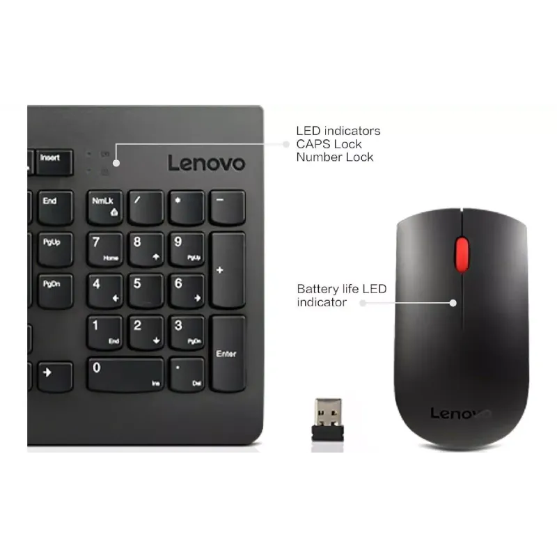 Клавиатура + Мышь Lenovo Essential, беспроводная (4X31N50709)