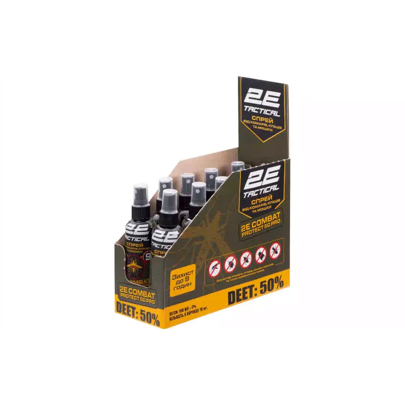 Spray against mosquitoes, ticks and midges 2E Combat Protect 50 Pro (2E-RPLNTDT50-10DB)