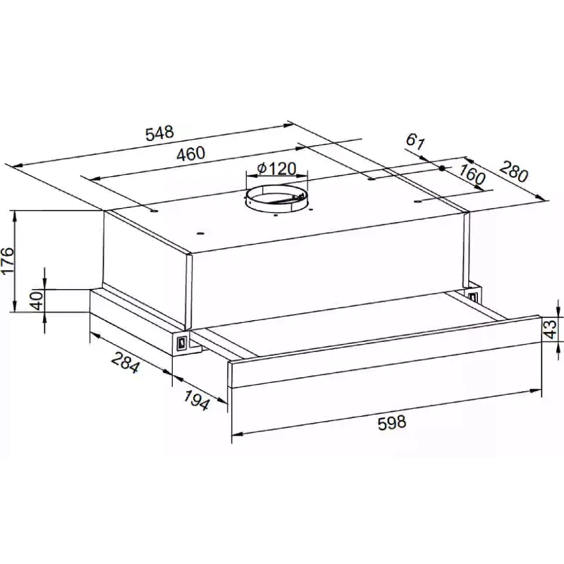 Вытяжка телескопическая Hansa, Black (OTP6233BH)