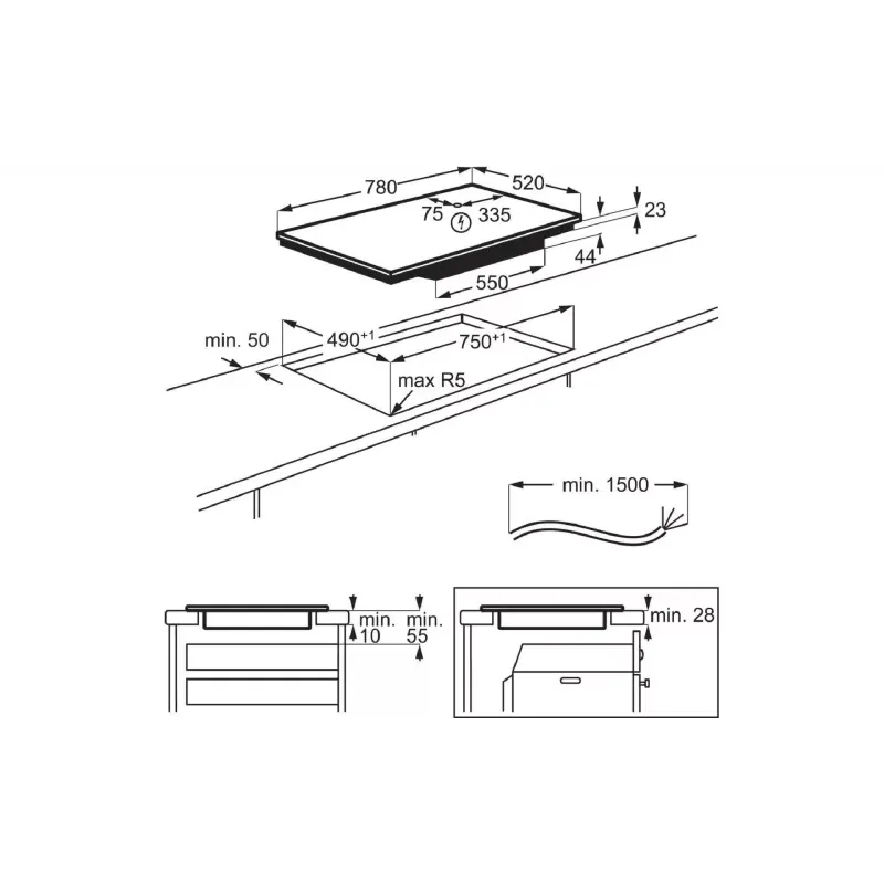 Hob Electrolux (EIS87583), Black