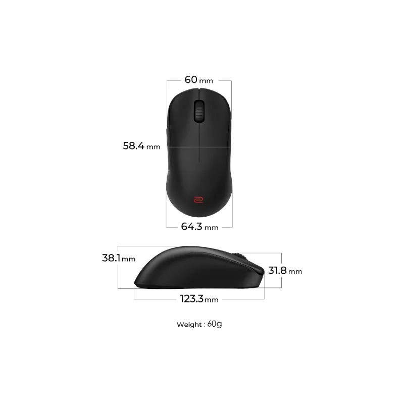 Miška Zowie U2‑DW, Black (9H.N4PBE.A2E)