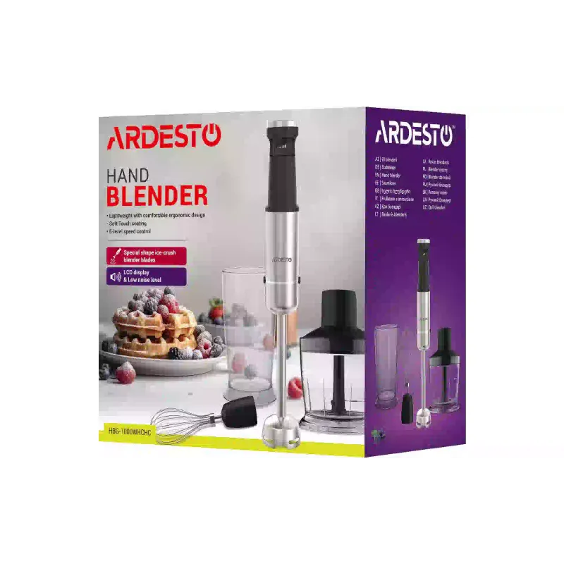 Блендер занурювальний Ardesto (HBG-1000WHCHC), 500 мл, Silver