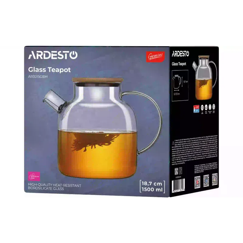 إبريق الشاي Ardesto Gemini, Transparent (AR3015GBM)