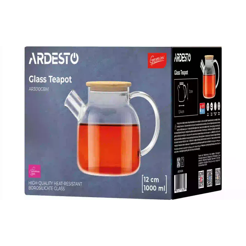 إبريق الشاي Ardesto Gemini, Transparent (AR3010GBM)